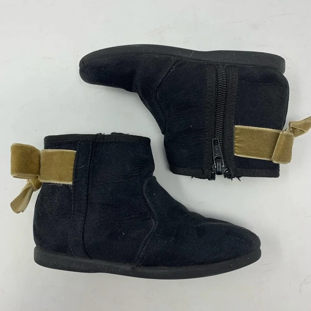 Childrenchic black suede bootie‎ gold bow 24 / 7.5